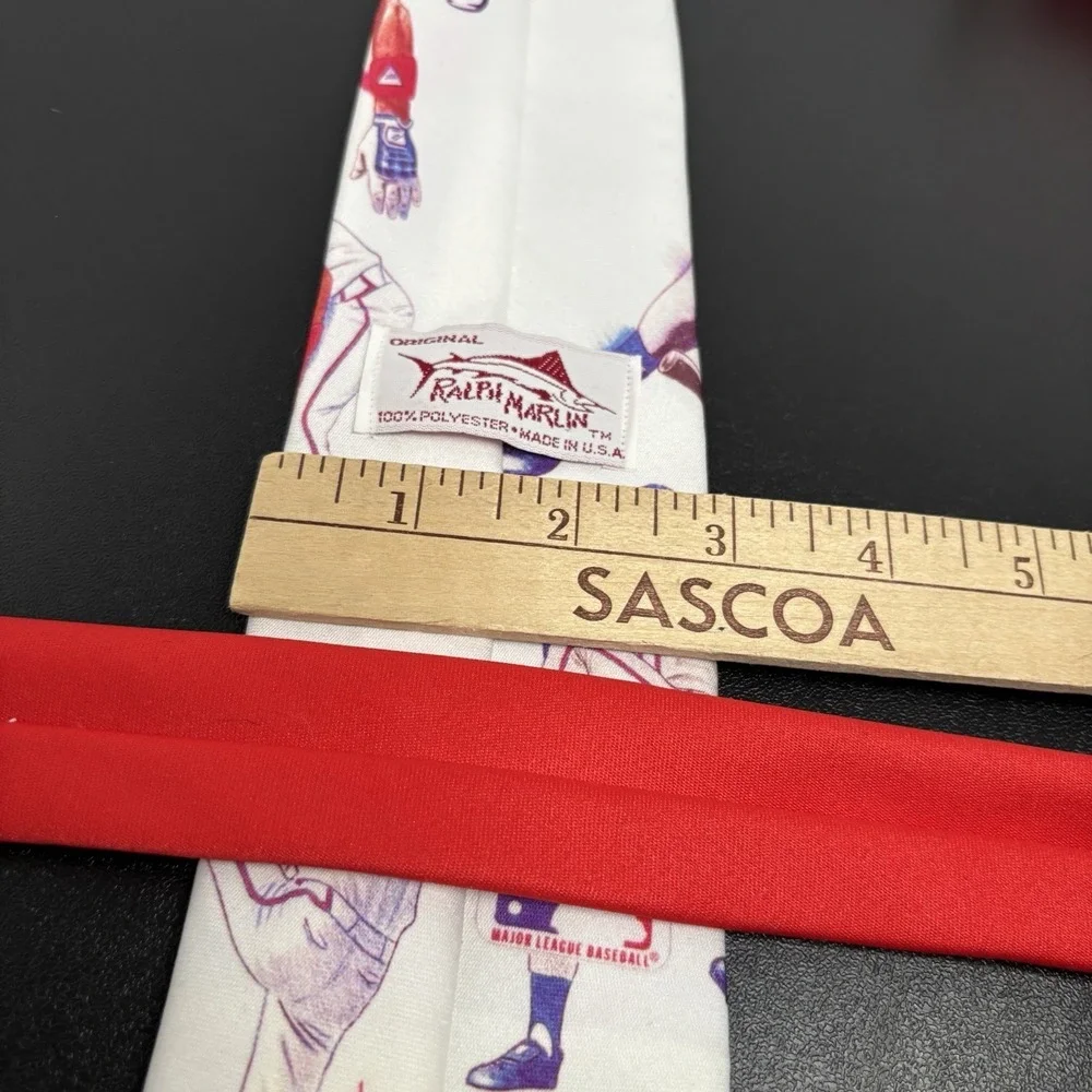 Vintage Ralph‎ Marlin MLB Atlanta Braves Baseball Printed Tie Made in USA